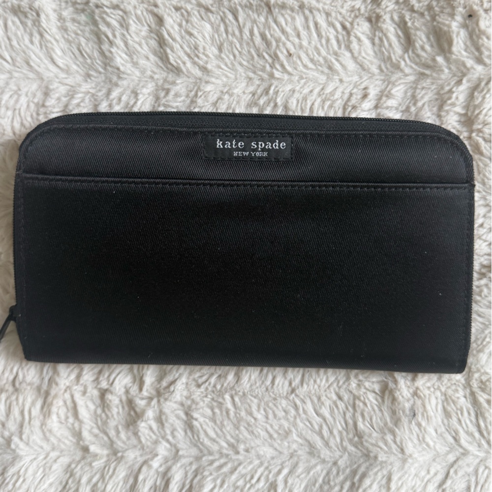 Kate Spade Black Satin Wallet Sleek Design